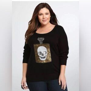 Torrid Sequin Skull Perfume Sweater Size 1